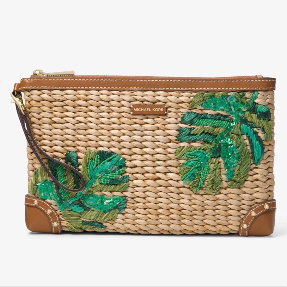 Michael Kors Straw Clutch New With Tags